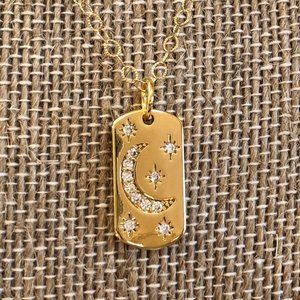 Stars and moon necklace pendent/ 24 K Gold filled/
